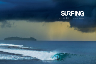 Large wave dark sky small - a small island in the distance free wallpaper