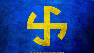 Blue yellow flag yellow cross - the bottom of the flag free wallpaper