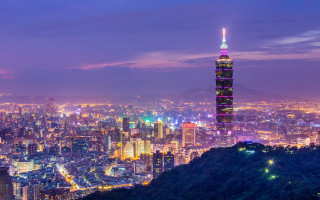 Cityscape tall building night lights 2 - dong yuan free wallpaper
