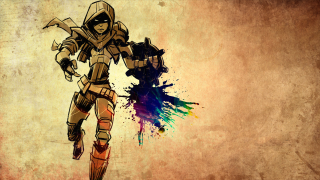 Person gun paint splattered background - modern free wallpaper