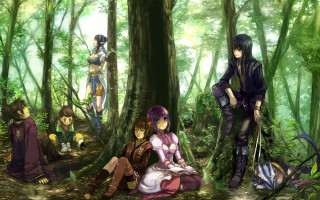 Group people sitting woods together - the wood together free wallpaper