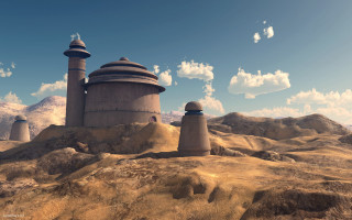 Desert towers dome computer generated - a computer free wallpaper