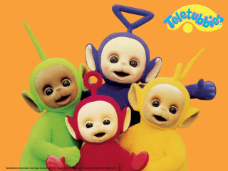 Stuffed animals yellow background caption - a group free wallpaper