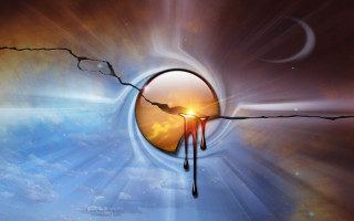 Sun dripping liquid sky background - metaphysical painting free wallpaper