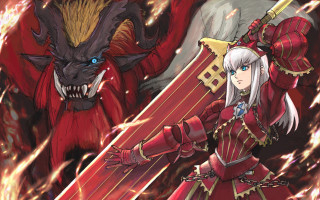Woman red outfit sword demon 2 - a sword next free wallpaper