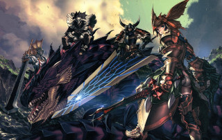 Group people armor hill dragon - akihiko yoshida free wallpaper for desktop