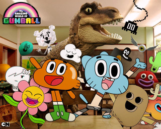 Cartoon characters room dinosaur rainbow - a cartoon of a bunch free wallpaper
