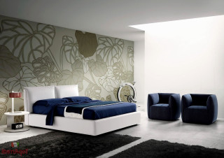 Bedroom bed interior cozy decor 4 - modern european ink painting free wallpaper