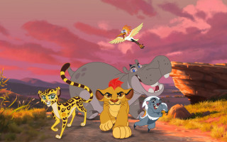 Cartoon animals dirt road cliff - a group of cartoon animals free wallpaper