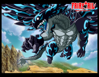 Blue black dragon flying wings - closed free wallpaper