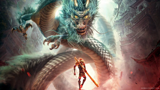 Woman dragon city sword demon - dragon art free wallpaper