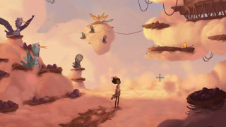 Cartoon man castle bird flying - 2 d game art free wallpaper