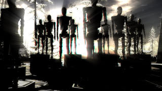 Statues park sunset sunshine clouds - a park free wallpaper