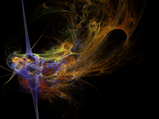 Black background yellow blue swirl 2 - a white circle free wallpaper