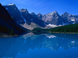 Mountain range lake reflection pine 2 - a lake free wallpaper