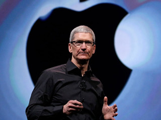 Man black shirt glasses apple - his hands out free wallpaper