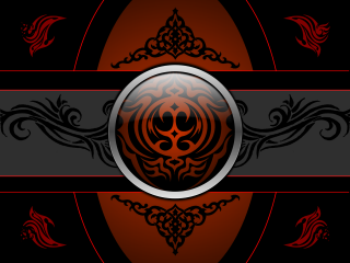 Red black silver circle design - an art deco painting free wallpaper