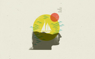 Man head sailboat quote abstract - surreal free wallpaper