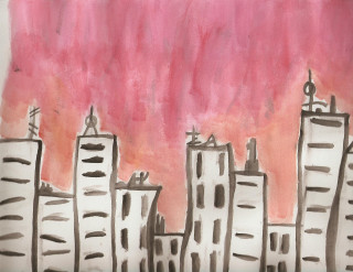 City pink sky red sky - ashcan school free wallpaper