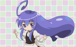 Blue hair girl chess checkered - flowing hair free wallpaper