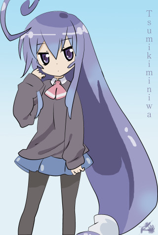 Cartoon girl purple hair blue - a blue sky free wallpaper