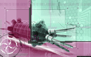 Robot keys pink background black - a black outline free wallpaper