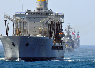 Large ship ocean background clouds - a few cloud free wallpaper