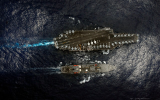 Large ship small boat ocean - carl eugen keel free wallpaper