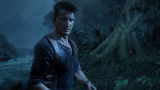 Man holding knife jungle river 2 - photorealistic lighting free wallpaper