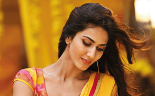 Woman yellow shirt red yellow - free portrait wallpaper