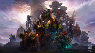 Group people giant robot field - splash art free wallpaper for desktop