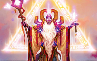 Wizard holding staff light beam - a staff free wallpaper