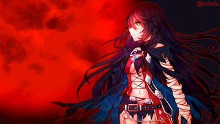 Woman long hair sword red - a red moon free wallpaper