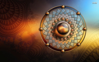 Gold blue yellow brown illusion - a blue center free wallpaper