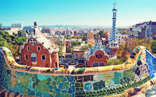 Colorfully painted building cityscape tall - panoramic view free wallpaper