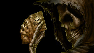 Skeleton holding card skull arm - a skeleton holding free wallpaper