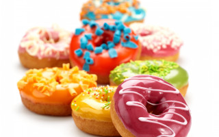 Doughnuts toppings white surface background - a white surface free wallpaper