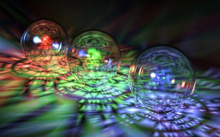 Glass balls table black background 2 - ray free wallpaper