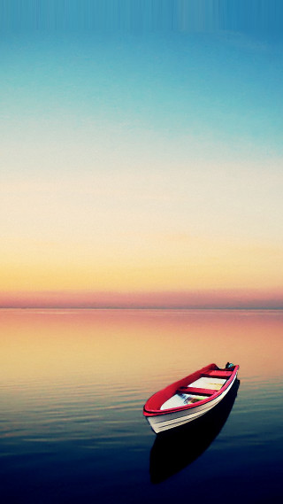 Boat solo sunset reflection water - dawn free wallpaper
