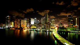 City skyline night bridge water 13 - night free wallpaper