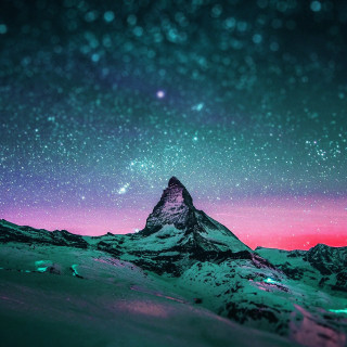 Mountain pink sky stars purple - sky free wallpaper