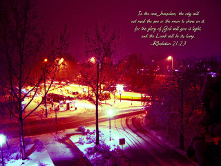 Snowy night lit street bible - a snowy night free wallpaper