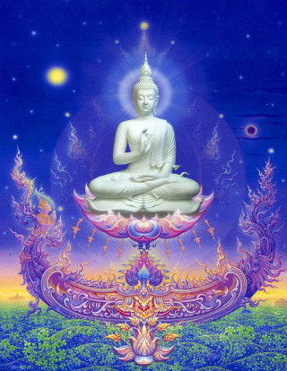 Buddha statue blue purple background - ding guanpeng free wallpaper