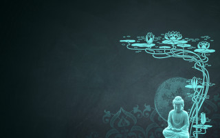 Buddha statue pond water lilies - a clock face free wallpaper