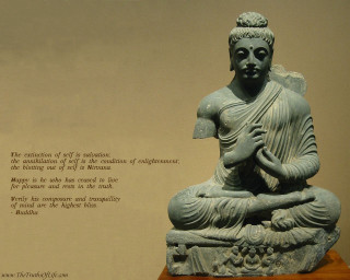 Buddha statue wooden table quote - a wall free wallpaper