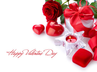 Red rose hearts candle star - a happy valentines day free wallpaper