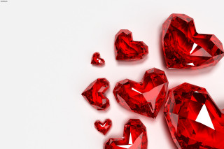 Red hearts white surface table - romanticism free wallpaper