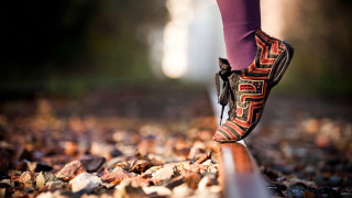 Person walking trail shoes purple - art deco free wallpaper