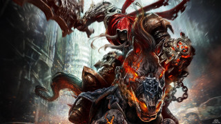 Demonic creature horse city flames - elden ring free wallpaper