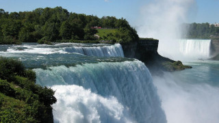 Waterfall large river bridge background - douglas robertson bisset free wallpaper
